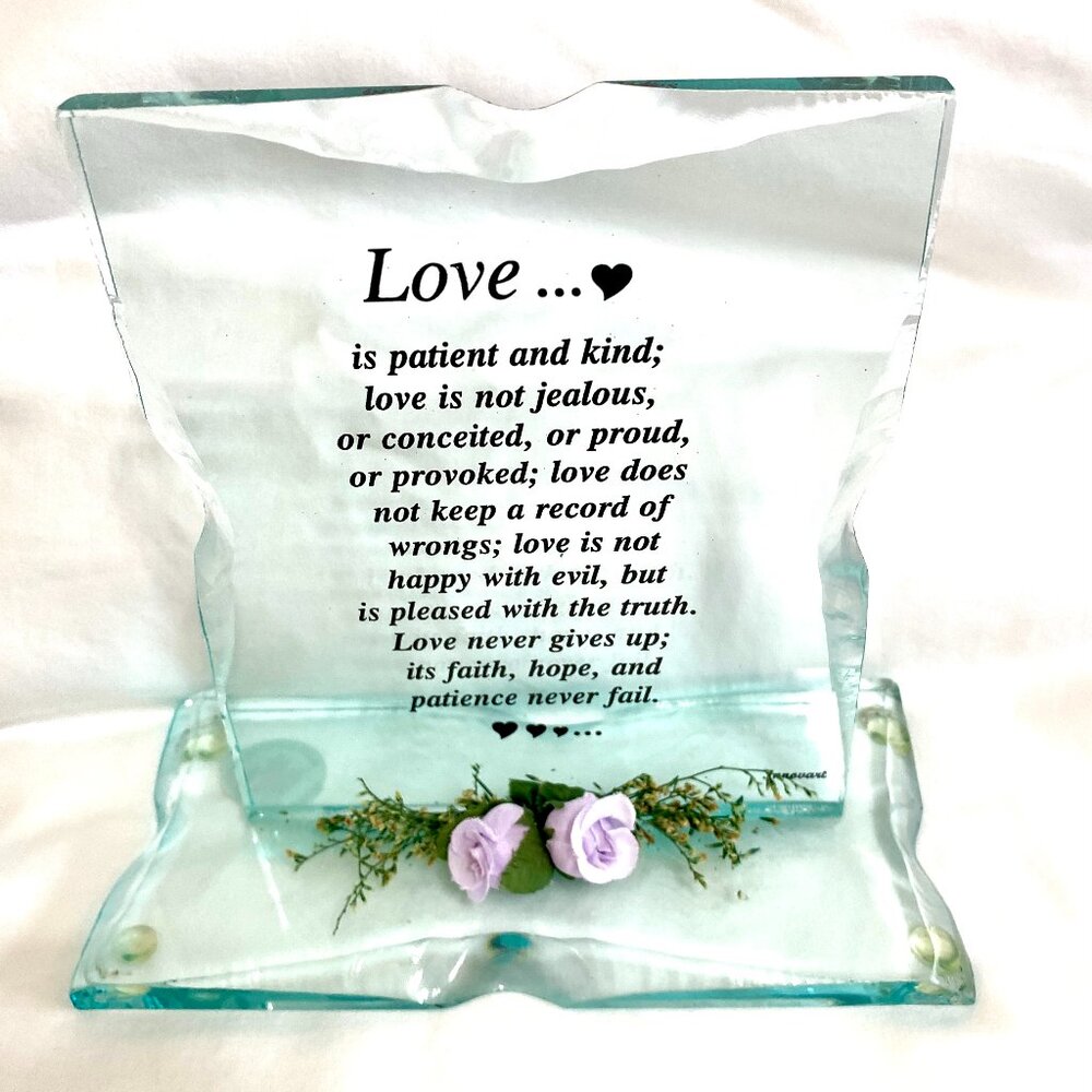 Love is patient glass plaque